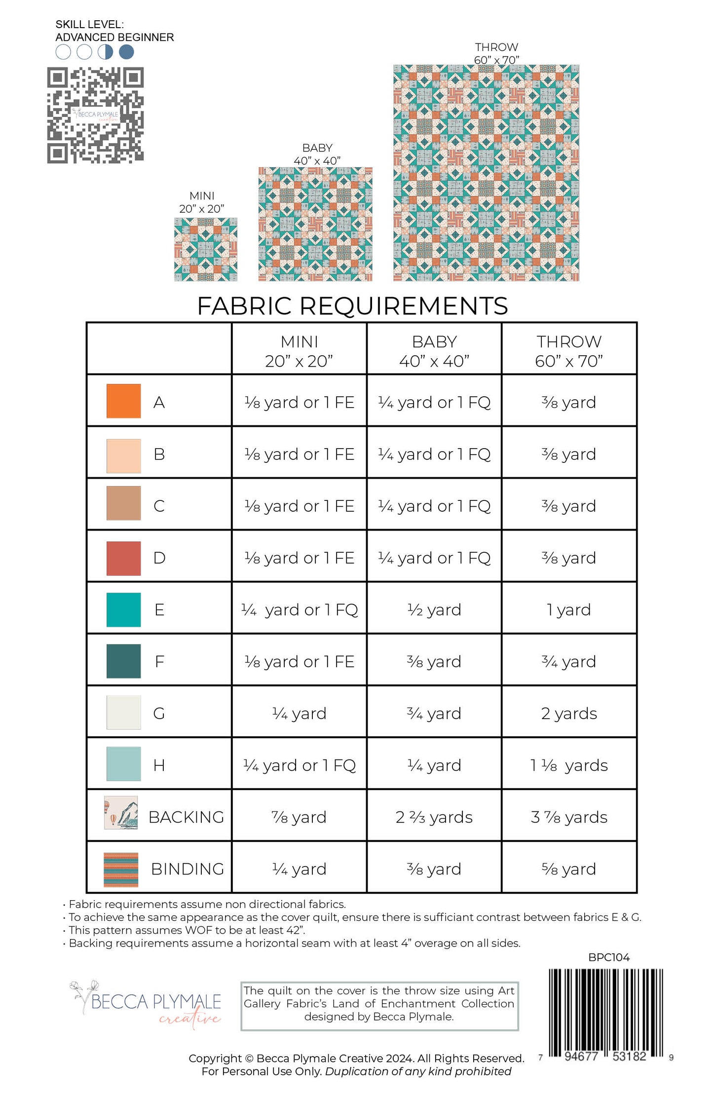 Wholesale Turquoise Trail Quilt Pattern - Printed Pack of 5