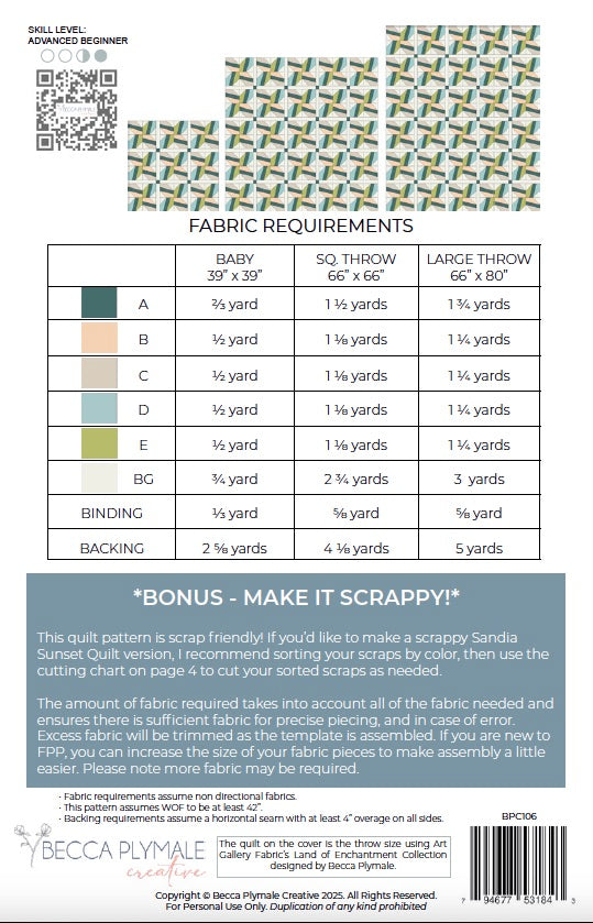 Sandia Sunset Quilt Pattern - Digital PDF Download