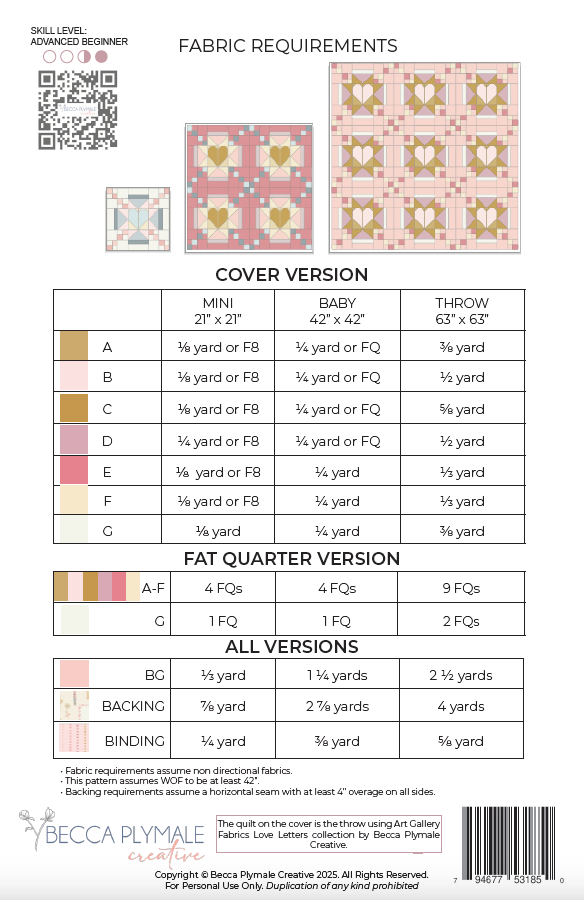 Wholesale Amour Blooms Paper Quilt Pattern - Printed Pack of 5