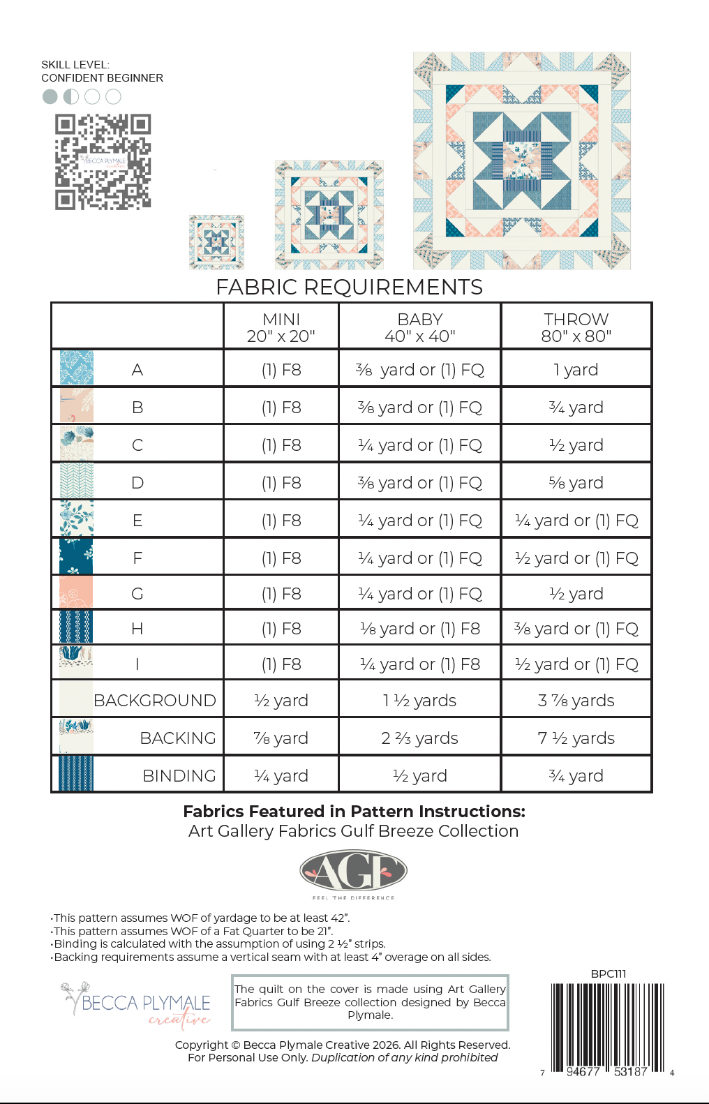 Wholesale Coastal Current Paper Quilt Pattern - Printed Pack of 5